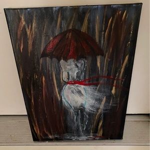 Girl with umbrella painting